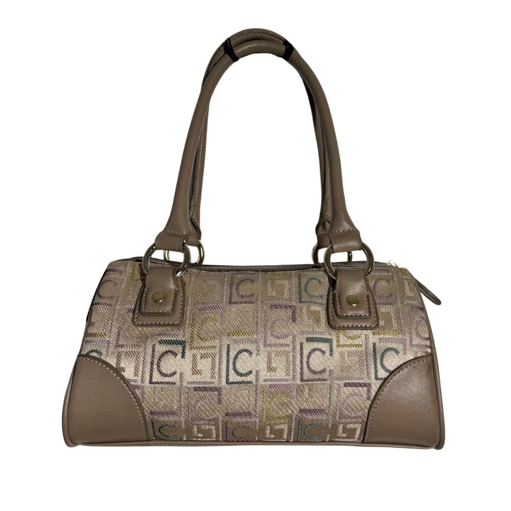Liz Claiborne Vintage Y2K Jacquard Monogram Barrel Shoulder Handbag Purse Bratz